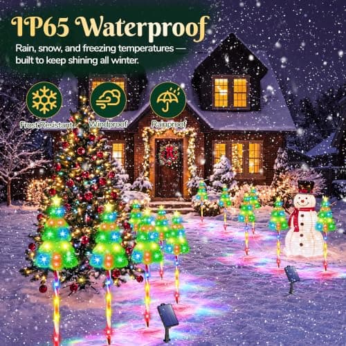 Solar Christmas Decorations, Christmas Tree Pathway lights Outdoor view 5