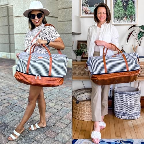 IBFUN Weekender Bags for Women, 21" Travel Duffle Bag with Shoe Compartment | Carry On Overnight Large Duffel Bag with Crossbody Bag and Toiletry Bag for Weekend Travel Gym Hospital Business Trip view 2