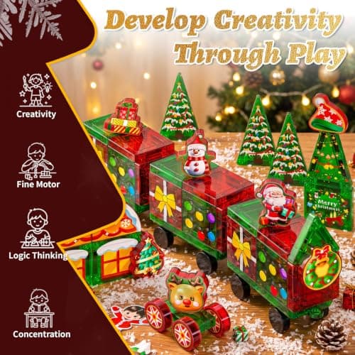 Magnetic Tiles Advent Calendar 2026, Christmas Countdown Gifts for Kids | 24 Days of Surprises Gifts, Santa Claus, Train set, Magnet Building Blocks, Christmas Toys for 3+ Year Old Boys & Girls view 5