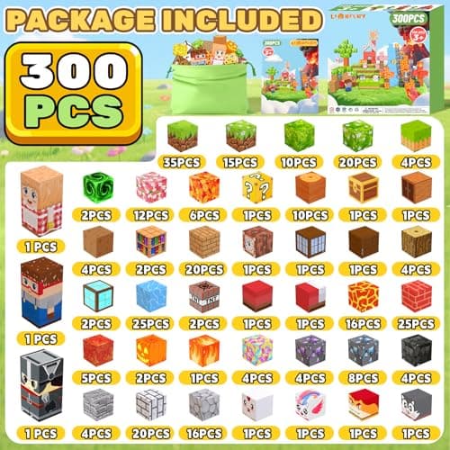 LionFuny Magnetic Blocks, 300Pcs Magnetic Building Blocks Sets, STEM Montessori Stacking Sensory Education Magnet Toys for Kids Toddlers Boys Girls Ages 3 4 5 6 7 8-12 Birthday Gifts, 1" Large Size view 6