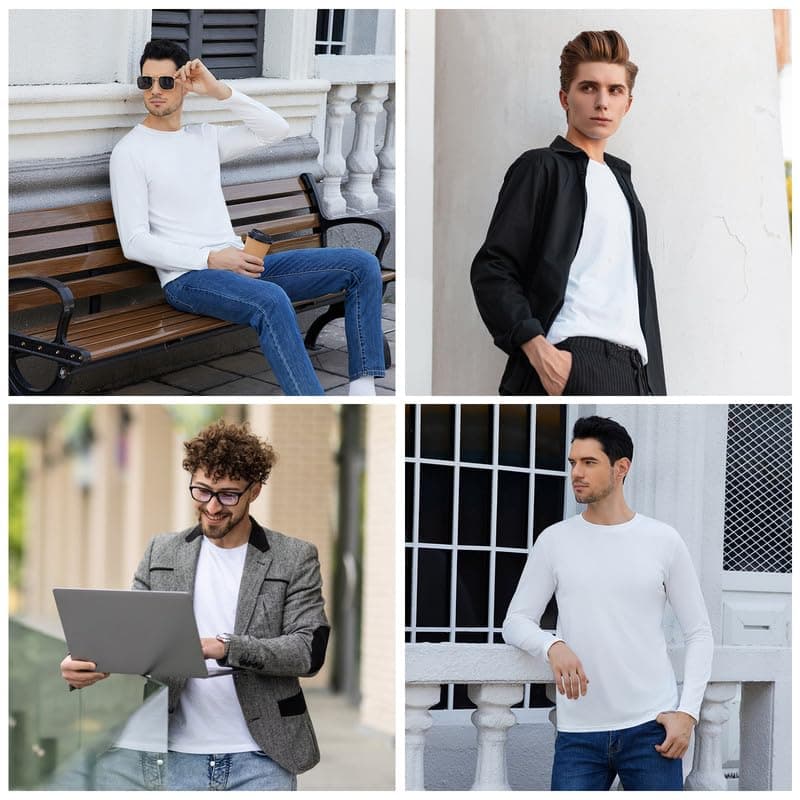 SIMIYA Mens Thermals Long Sleeve Undershirt Warm Fleece Lined Base Layer Thermal Tops Long John Shirts for Men view 6