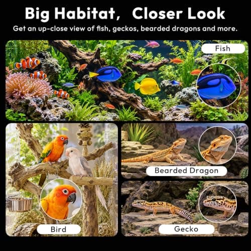 Akiyo Aquarium Fish Camera Pet Camera for Fish Tank Reptile Terrarium 2K | Color Night Vision, Auto‑Focus,AI Smart Detection, 2.4G&5G WiFi, Works with Alexa, Phone App Remote Monitor. view 4