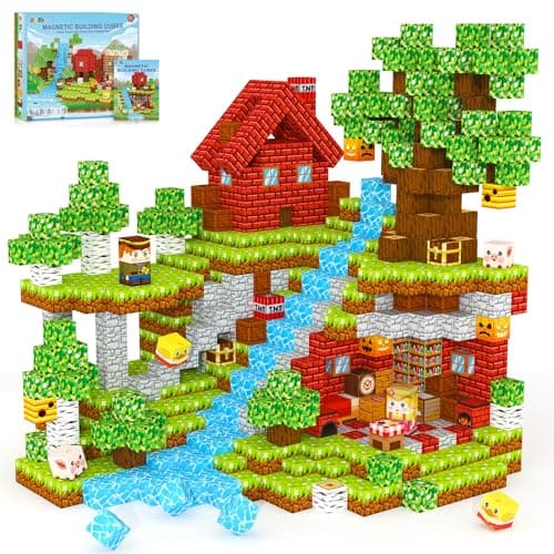 ORZbb Magnetic Blocks Kids Games Building Toys for 3 4 5 6 7 8 9 10 11 12 Year Old Boys Girls, Magnetic Tiles Cubes STEM Sensory Toys for Toddler Travel Party Christmas Birthday Gifts
