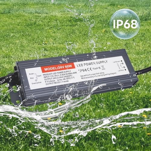 UPWATT LED Driver 60W Waterproof IP68 Power Supply Transformer Adapter 110V-250V AC to 24V DC Low Voltage Output for LED Light, Computer Project, Outdoor Light and Any 24V DC led Lights, 60W24V-N view 5