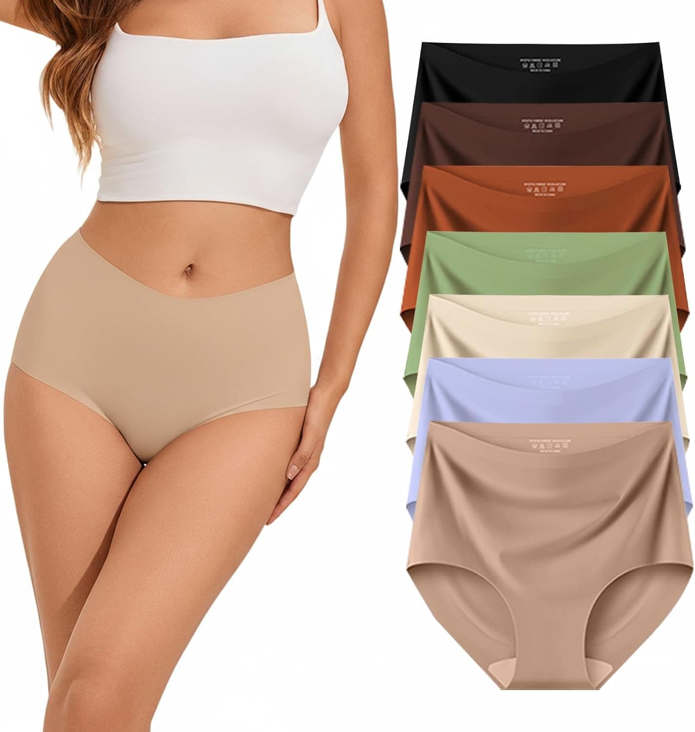 AILONGCITY Womens Underwear High Waist Tagless 7 Pack
