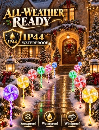 Lollipop Pathway Lights Outdoor,Christmas Candy Cane Light 6 Pack view 4