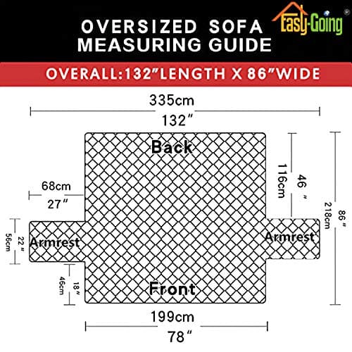 Easy-Going Reversible Oversized Couch Cover for 3 Cushion Couch Sofa Cover for Dogs Water Resistant Furniture Protector Cover with Foam Sticks for Pet (Oversized Sofa, Brown/Beige) view 3