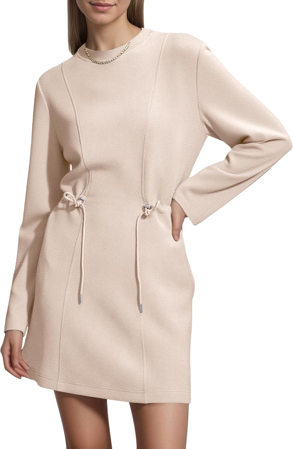 COCOMARTS Long Sleeve Crewneck Sweatshirt Dress