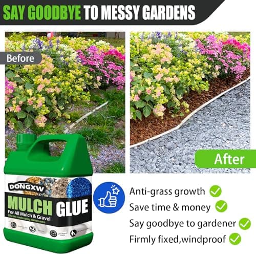 Mulch Glue for Landscaping 1 Gallon- Max Concentrated Rock Glue, Fast-Dry Gravel Binder,Mulch Lock Adhesive for Rocks & Pea Gravel, Pet & Plant Safe,Long-Lasting Mulch Stabilizer for Outdoor Garden view 3