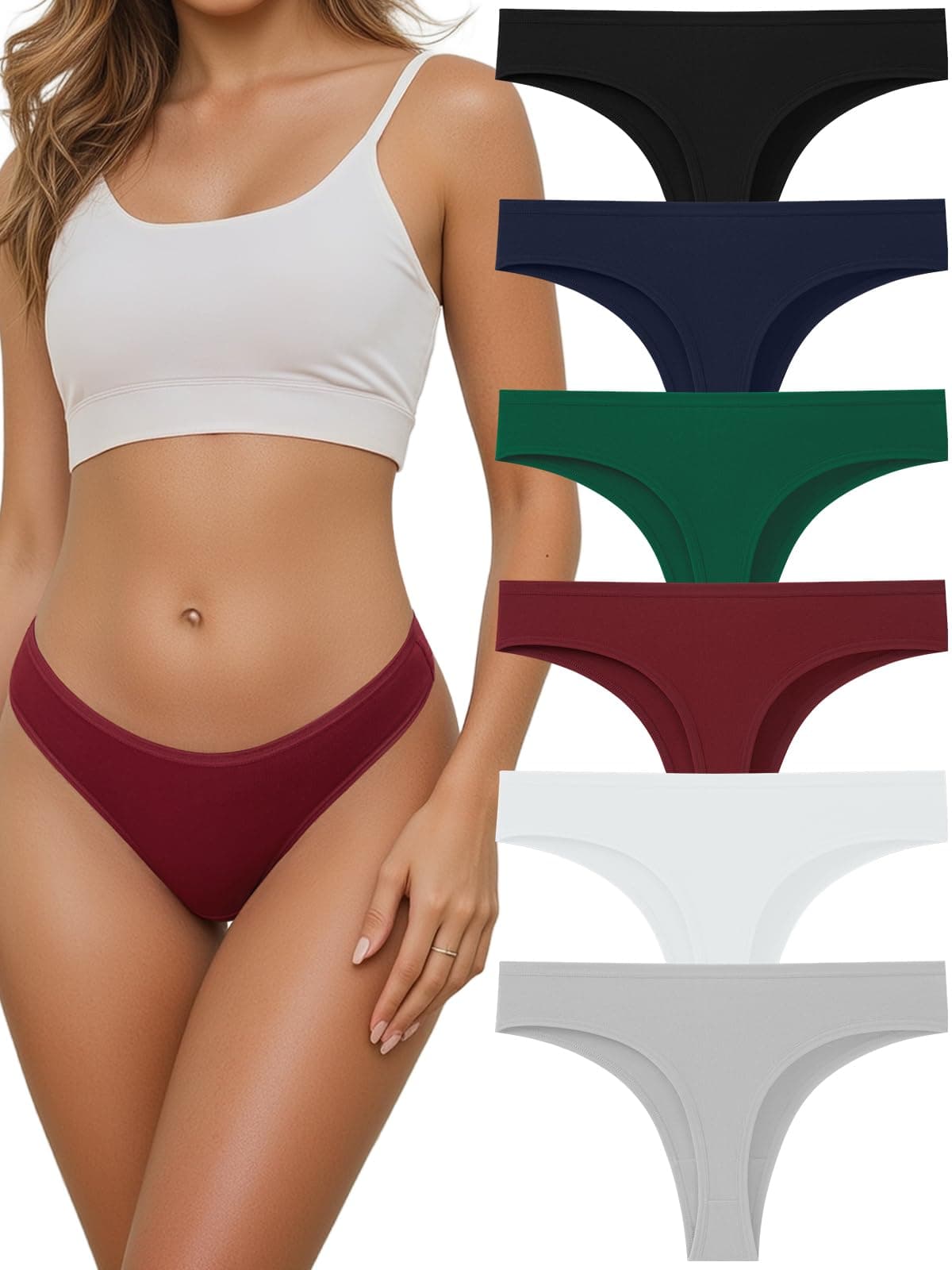 Cotton Thongs for Women Seamless Ladies Soft Underwear 6 pack