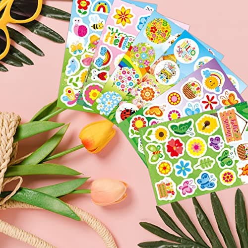 Joy Bang 404PCS Spring Stickers for Kids, 24 Sheets Garden Stickers Flower Stickers Nature Stickers Spring Stickers Crafts for School Classroom Teachers Childrens Spring Party Favors Supplies Gifts view 2