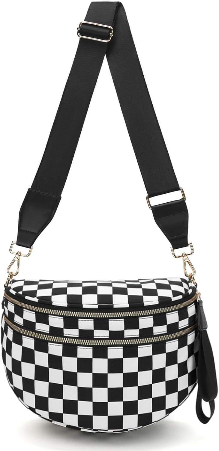 WOOMADA Checkered Bum Bag for Women