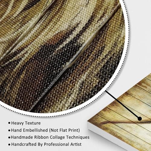 llribbons Handmade Highland Cow Wall Art, Rustic Farmhouse Canvas Painting Animal Wall Decor 3D Textured Fabric Tape Prints on Wood Plank Style for Living Room, Bedroom, Kitchen, Bathroom – 20" x 28" view 2