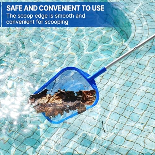 coclothy Pool Net - Pool Skimmer Net with 5 Section Detachable Poles, 22.2''- 59.1'', Skimmer Net with Fine Mesh Net, Pool Leaf Net view 4