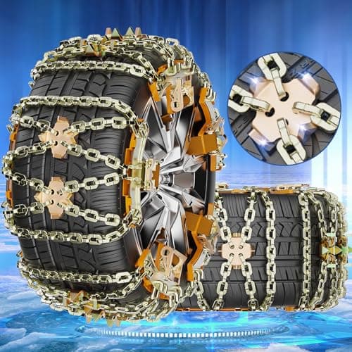 Snow Chains, Tire Chains for Car SUV Pickup Trucks, Adjustable Portable Universal Emergency Anti Skid Snow Car Tire Chains for Tire Width 225-285mm, 6 Pack view 1