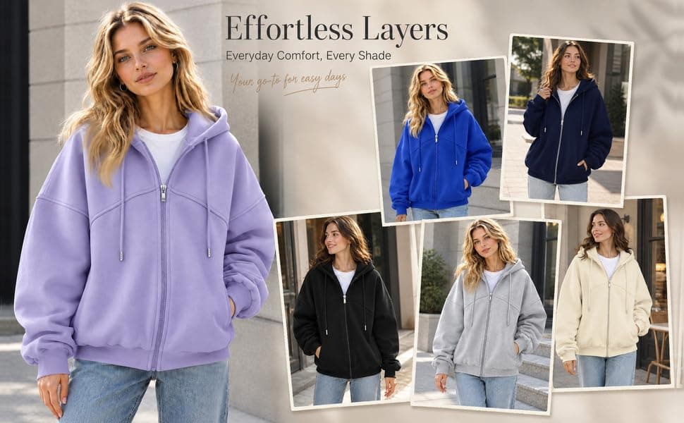 Women's Fall Zip Up Hoodies Sweatshirts view 6