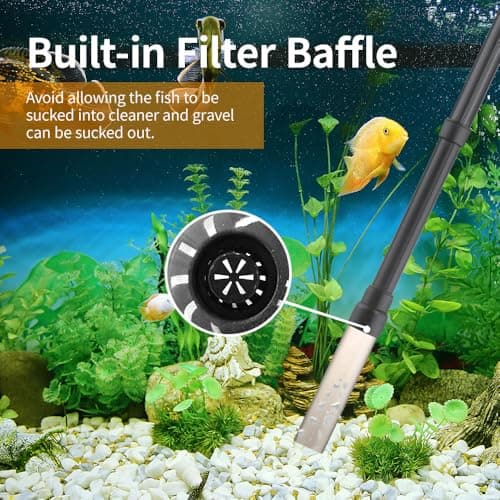 Small Gravel Vacuum for Aquarium, Adjustable Length Manual 80GPH Aquarium Gravel Cleaners, Low Water Level Fish Tank Water Changer with Suction Ball, Use for Fish Tank Cleaning Gravel and Sand view 2