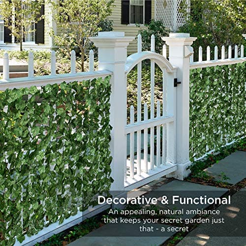 Best Choice Products Outdoor Garden 94x39-inch Artificial Faux Ivy Hedge Leaf and Vine Privacy Fence Wall Screen - Green view 3