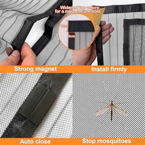 Magnetic Screen Door, Fit Door Size 32" x 80", Self Sealing Magnets,35.4 x 82.7In Screen Door,Keep Bugs Out,for Sliding Door, Front Doors(Black, 32 x 80 inches) view 4