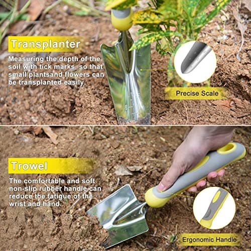 Garden Tool Set, Carsolt 10 Piece Stainless Steel Heavy Duty Gardening Tool Set for Digging Planting Pruning Gardening Kit with Durable Bag Gloves Gift Box Ideal Garden Gifts for Women Men view 4