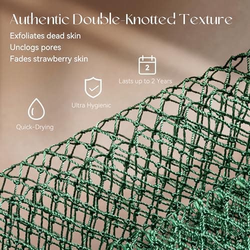 CORATED African Net Sponge Authentic, Shower Loofah Exfoliating Bath Sponge, Body Scrubber for Women Daily Use Body Care, Travel Portable Bath Accessories for Bathroom (Olive Green & Light Green) view 4