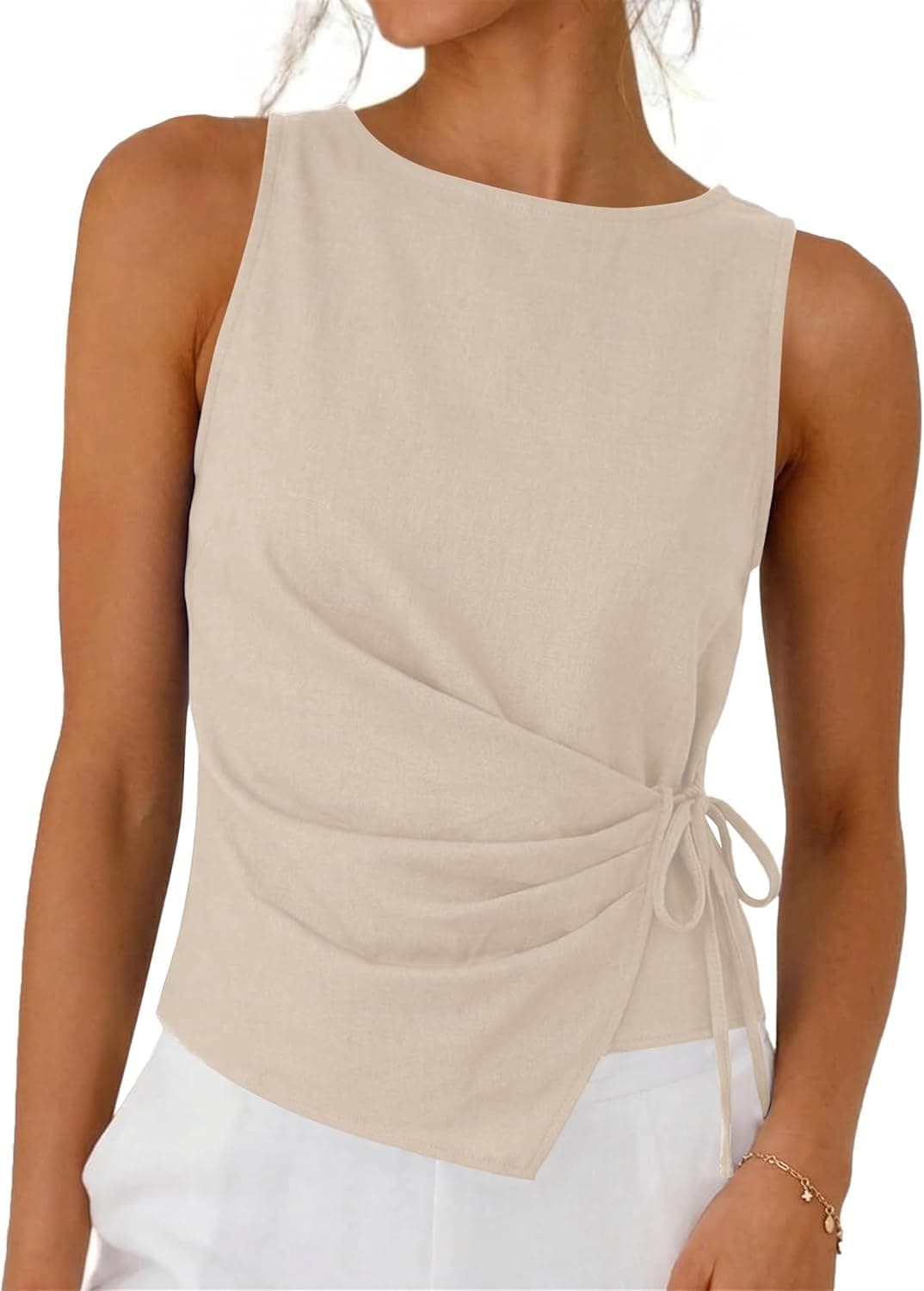 ZELROXA Womens Linen Crop Tank Tops