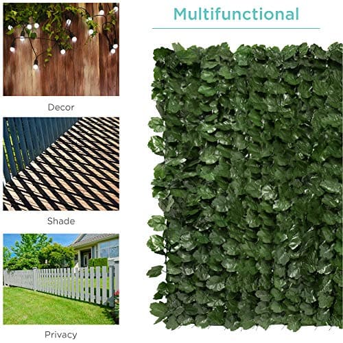 Best Choice Products Outdoor Garden 94x39-inch Artificial Faux Ivy Hedge Leaf and Vine Privacy Fence Wall Screen - Green view 4