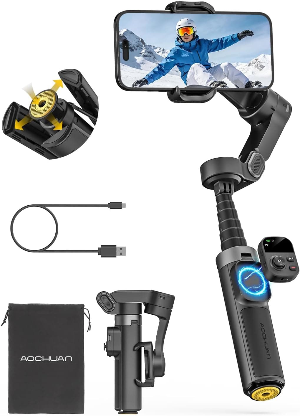 AOCHUAN 360° Pan Rotation Gimbal Stabilizer — image 1