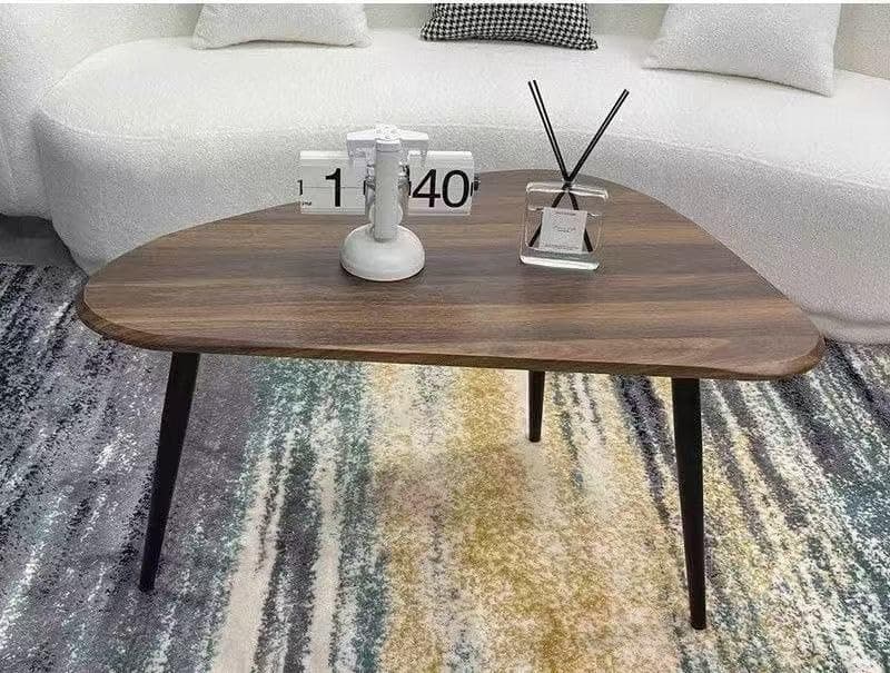 Nesting Coffee Table Set,Mid Century Modern Coffee Nesting Table, Solid Wood Triangle Oval Center Table for Small Living Room Apartment Balcony, Walnut view 6