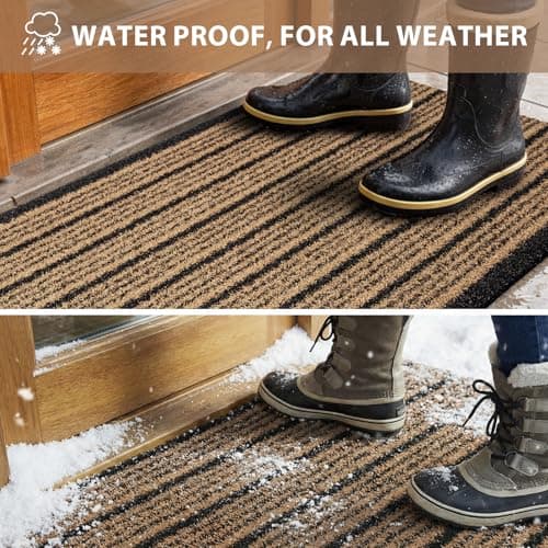 DOMUSTEX Outdoor Front Door Mat 24" x 36", Dirt Trapping Outside Entrance Rug, Non Slip Shoe Scraper, Heavy Duty Commercial Rug for Patio, Garage, Traffic Area, Office, Roll Packing view 6