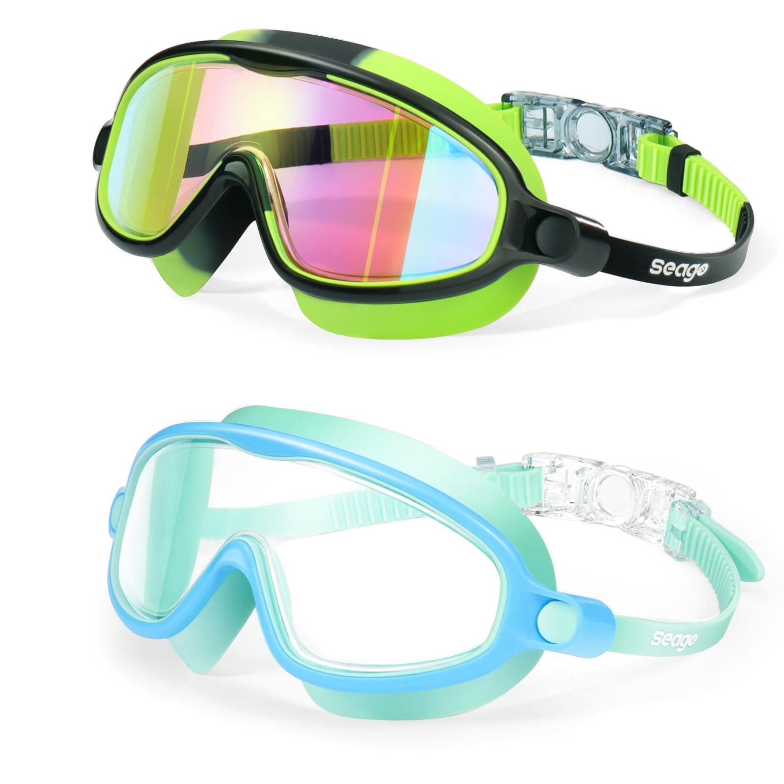 Seago Swim Goggles for Kids 3-14 Anti-Fog & UV Wide Clear View Boys Girls