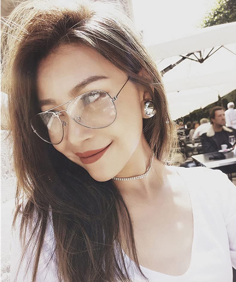 Kursan Clear Lens Aviator Glasses for Women Men Fashion Metal Frame Non-Prescription Eyeglasses (Gold) view 3