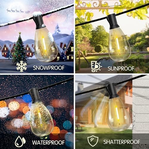 DAYBETTER 150FT Solar String Lights Outdoor Waterproof with Remote & USB Port Dimmable & Timmer,Solar Patio Lights 47+1 LED Shatterproof Bulbs 8 Light Modes,String Lights for Outside Camping Backyard view 4