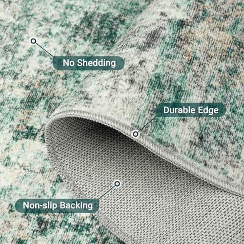 LEPEII 8x10 Area Rugs, Machine Washable Low Pile Rugs for Living Room, Modern Abstract Area Rugs for Bedroom, Large Area Rug with Non-Slip Backing for Dining Room-Green view 6