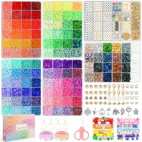 Sistenia 20,000 Pcs Clay Beads Bracelet Making Kit, 120 Colors 6 Boxes Polymer Beads Spacer Heishi Beads & Jewelry Kit with Pendant Charms Elastic Strings, Crafts Gift for Kids Adults — image 1