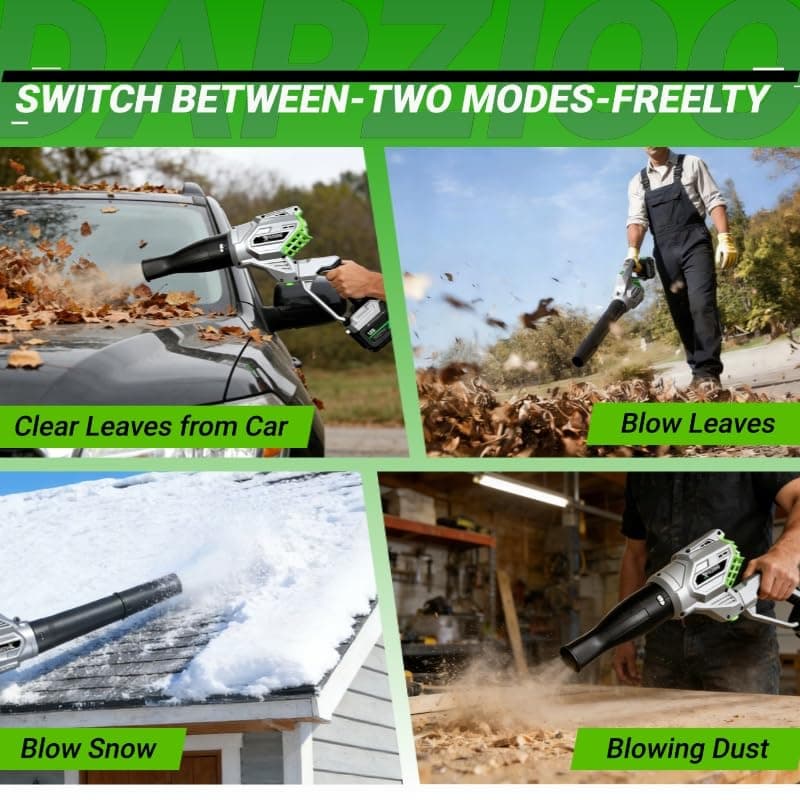 DAPZIOO Cordless Leaf Blower, 810 CFM, 250 MPH, 2 Batteries & Charger | Brushless 4-speed handheld blower with rotating handle view 5