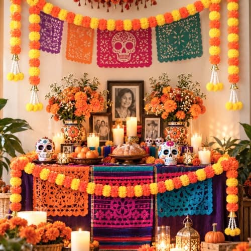10pcs Marigold Garland, 5 Feet Artificial Marigold Flowers for Diwali Decor view 3
