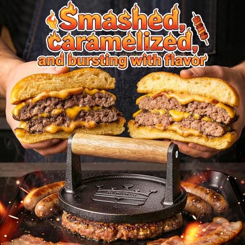 6.5" Smash Burger Press 20pc Baking Paper Smasher, Gift for Men view 4