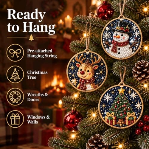 12PCS DIY Christmas Ornaments  Pearl Diamond Art Kits for Adults view 4
