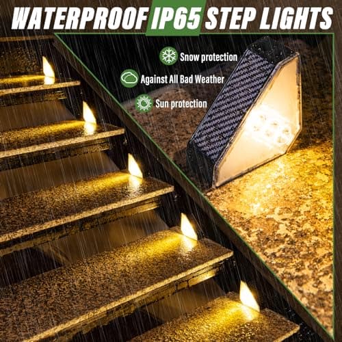 JSOT Solar Step Stair Lights Outdoor Waterproof for Yard Lighting Decor, 16 Pack Solar Powered Deck Fence Lights Outside, Solar Garden Light for Backyard, Front Porch Step, Balcony, Wall, Patio view 4