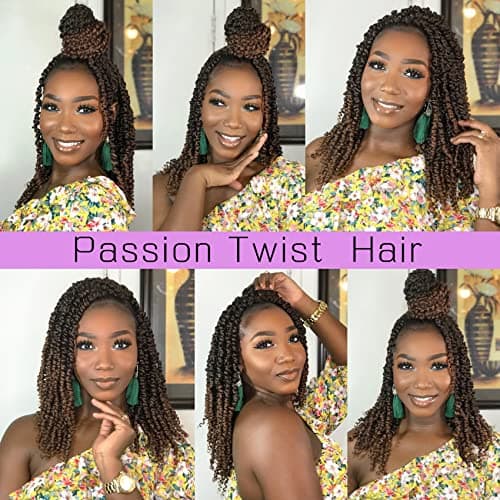 Callia Passion Twist Hair 12 Inch Passion Twist Crochet Hair 9Packs PreLooped Crochet Hair for Black Women PreTwisted Crochet Passion Twist Hair 1B view 4
