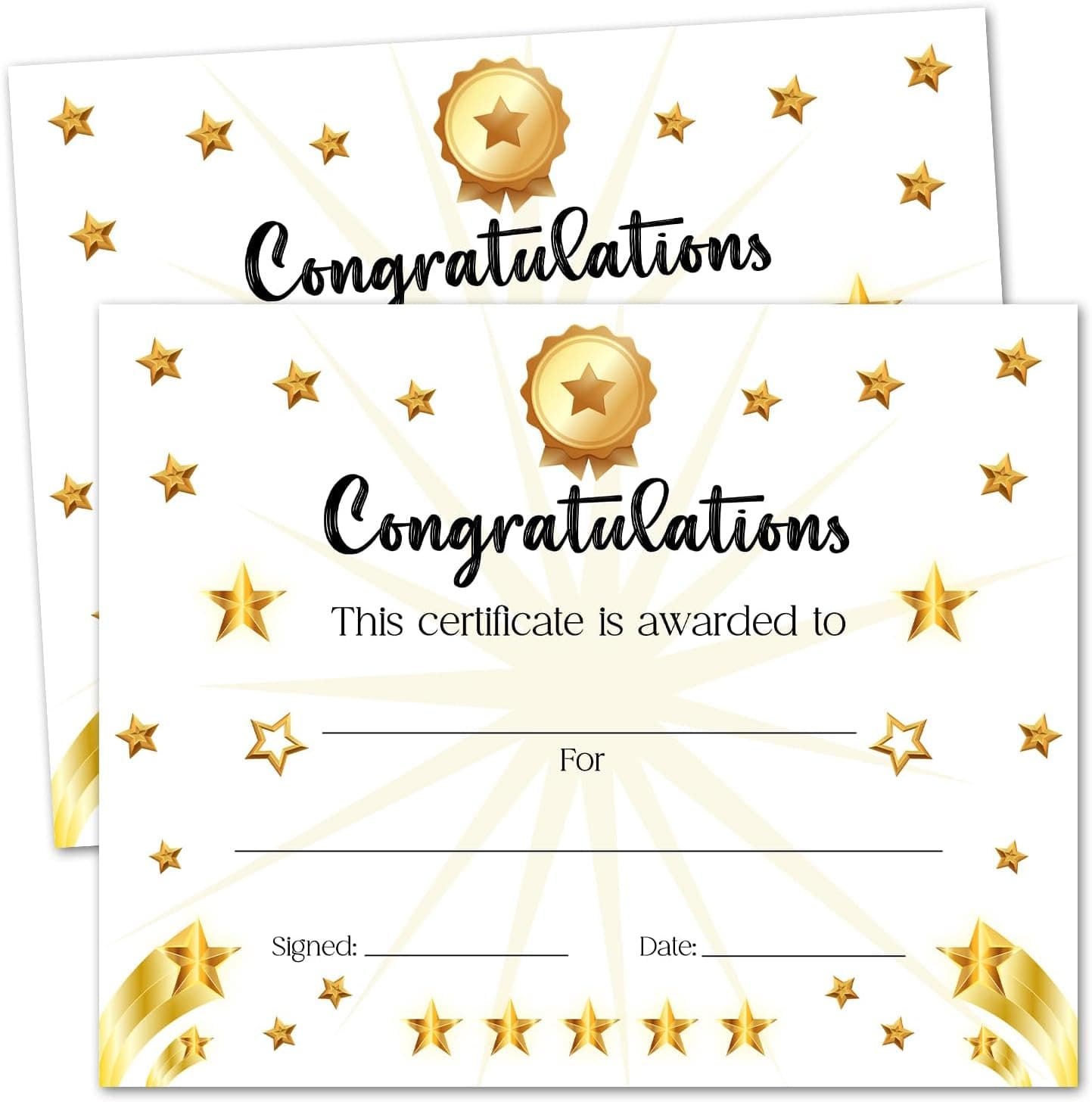 TBAOGUSU 25 Gold Star Certificate of Achievement