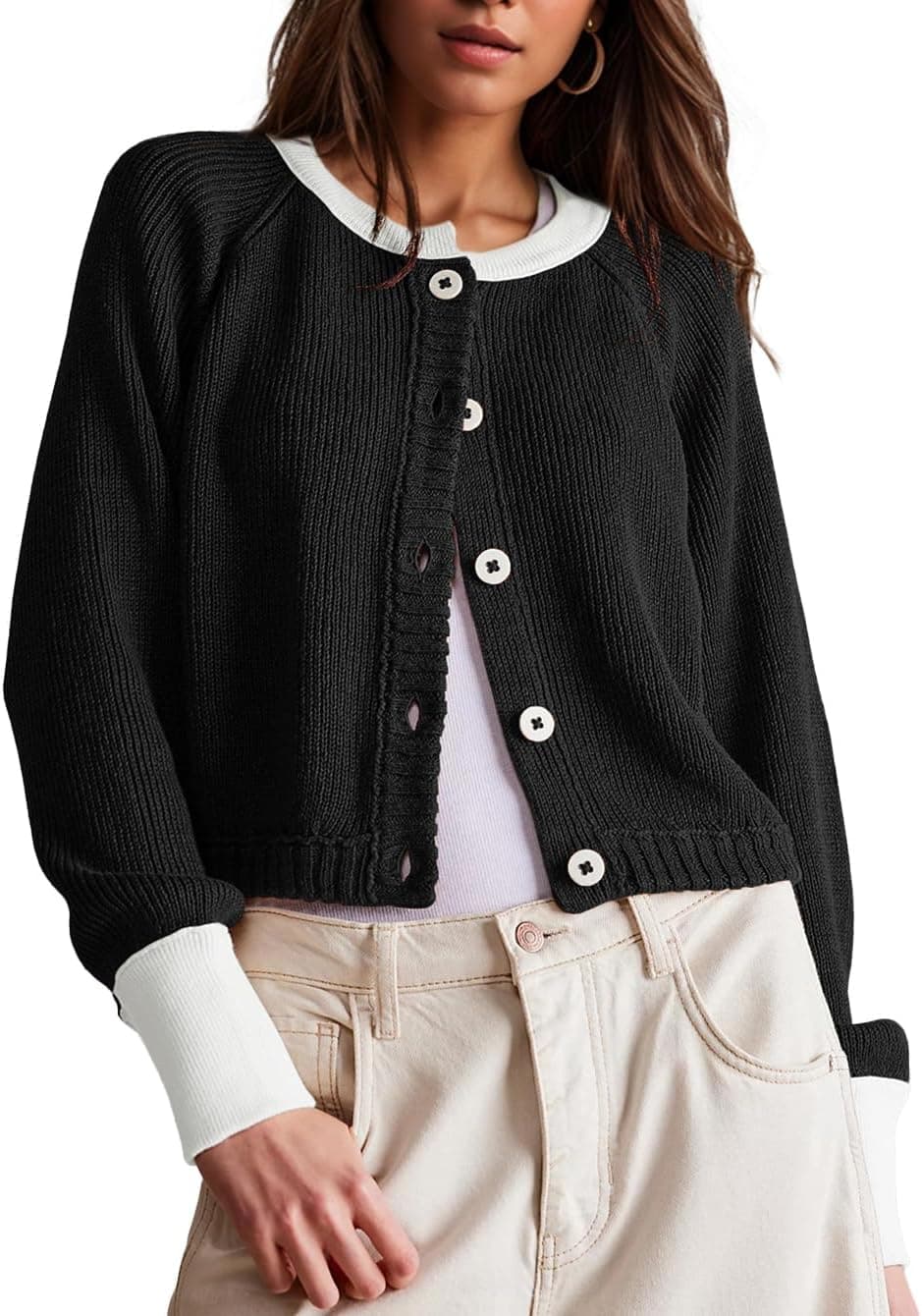 UNCLECAT Womens Cropped Cardigan Sweaters