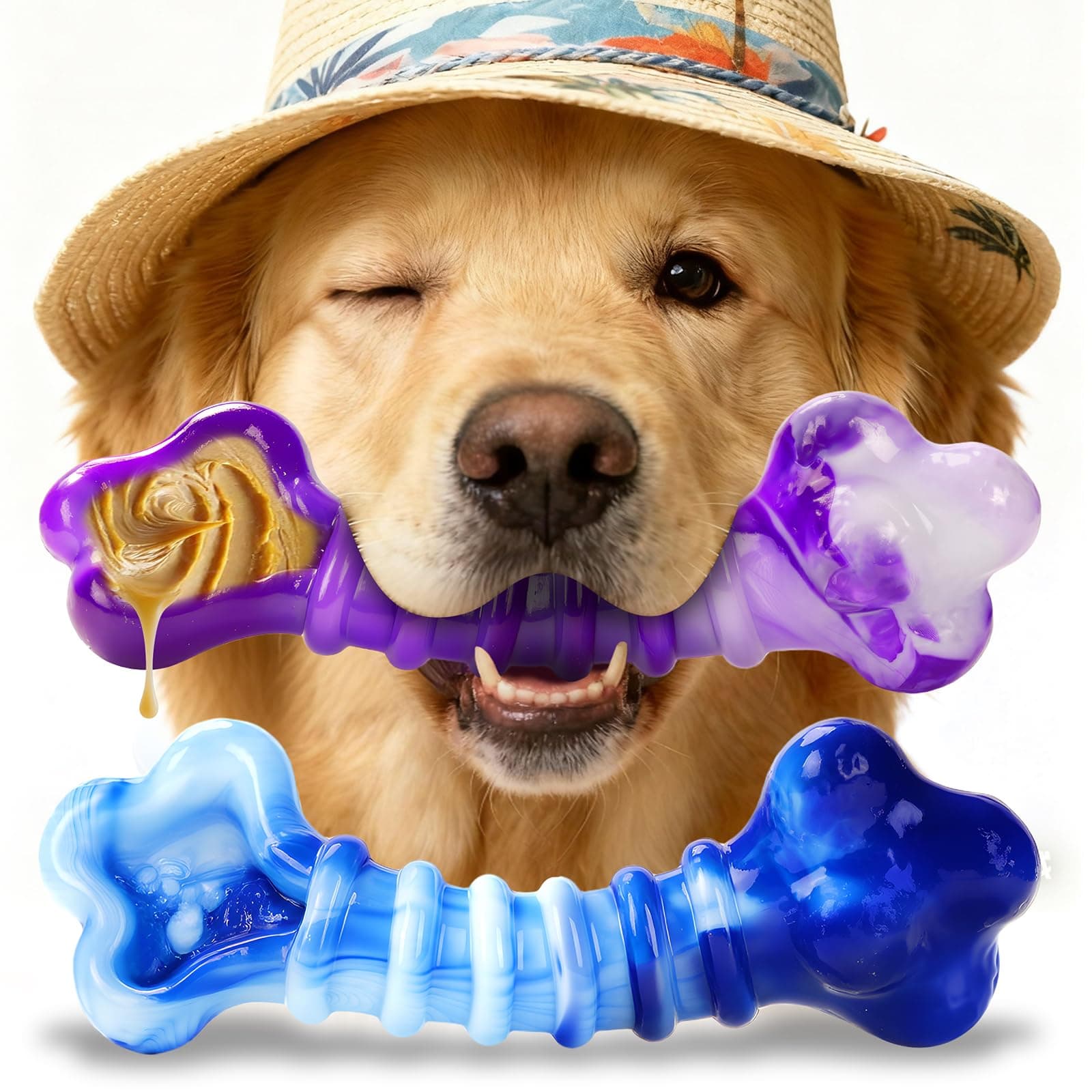 Kseroo 2-Pack Indestructible Dog Toys for Aggressive Chewers 25-75lbs
