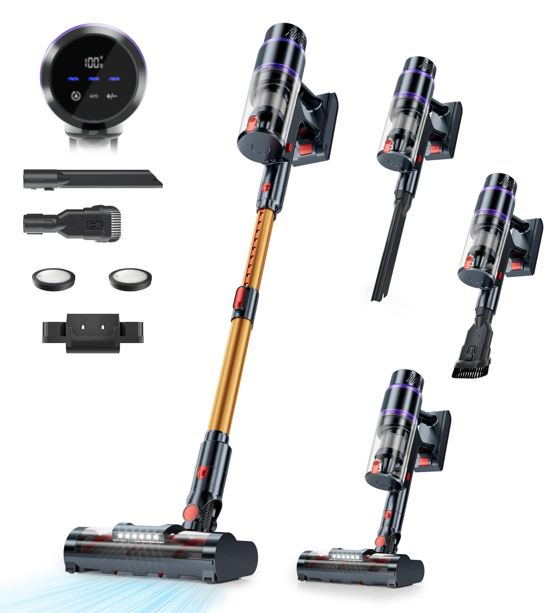 Cordless Vacuum Cleaner, Lightweight Stick Vacuum with 50Kpa Suction