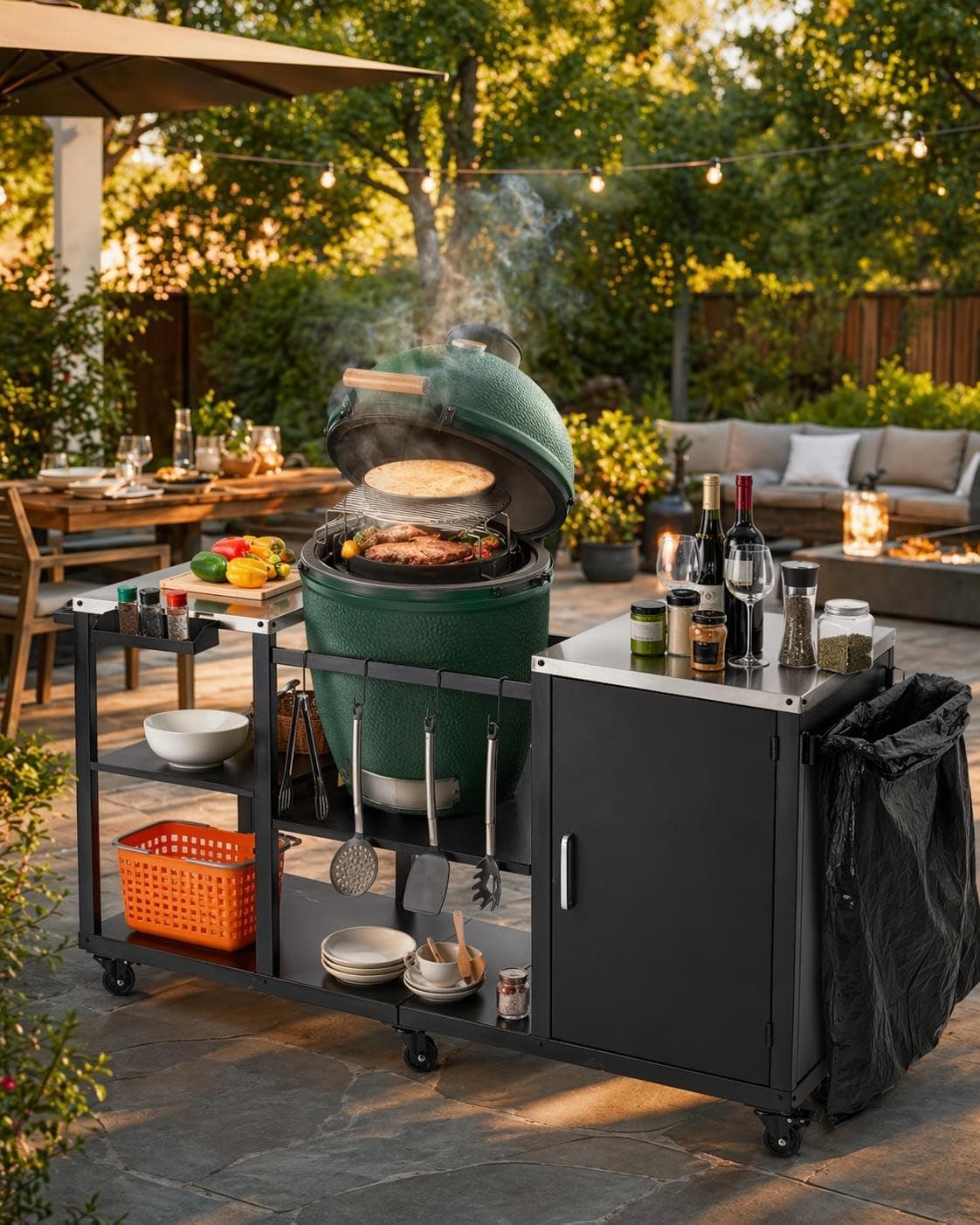 DOPPELTCHARMS Outdoor Grill Cart Table