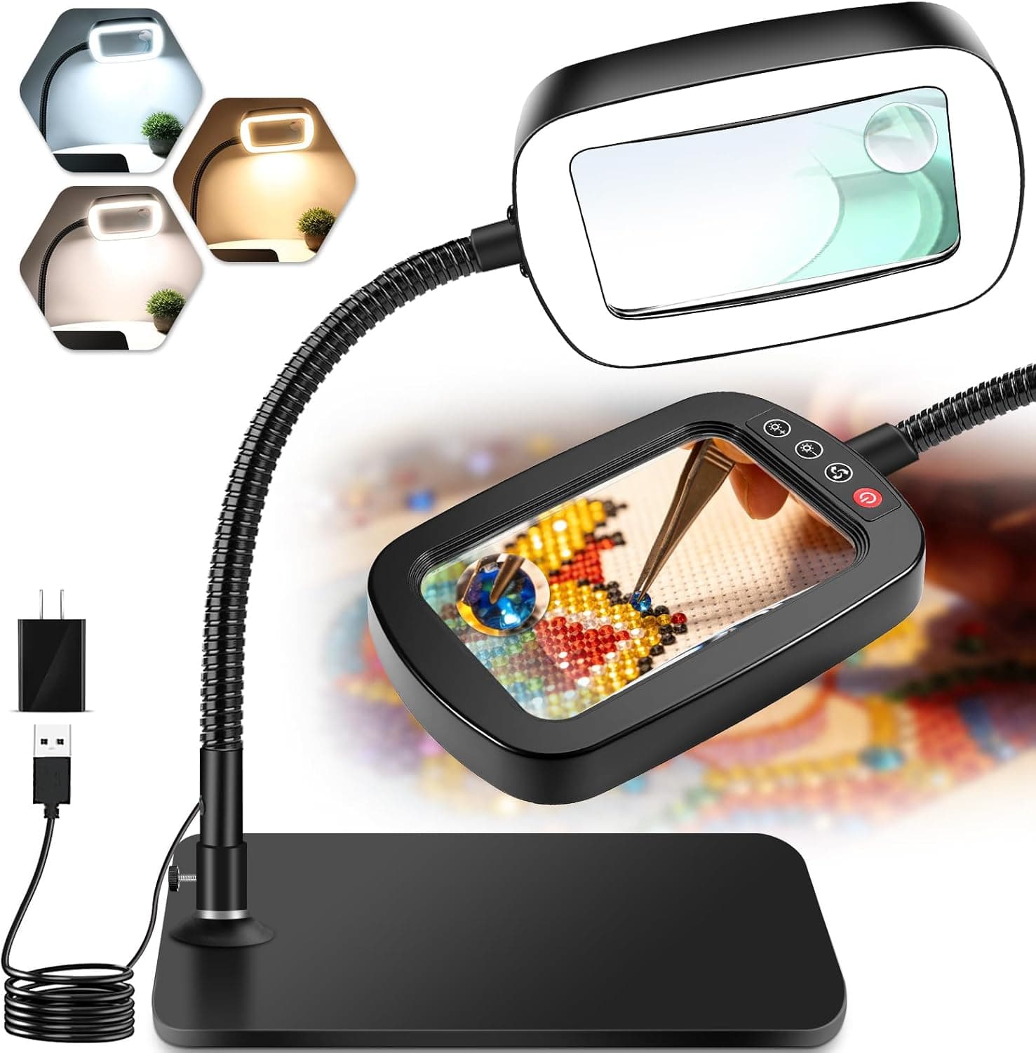 HQGZQL Magnifying Glass with Light and Stand — image 1