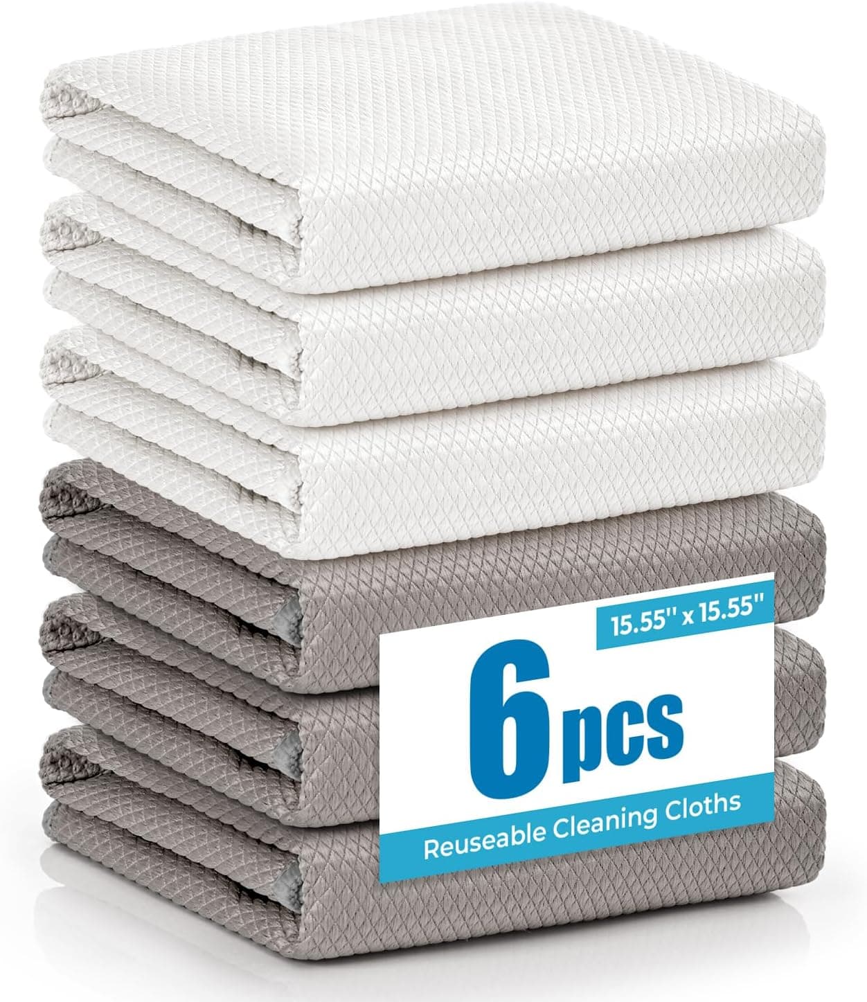 TEKSWIP Microfiber Glass Cleaning Cloth 6 Pack