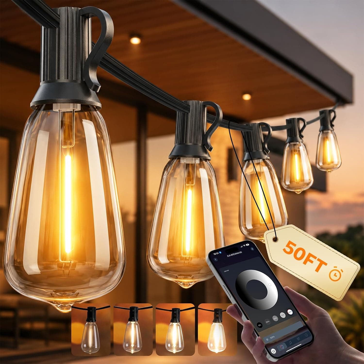 ECOEVE Outdoor String Lights 50FT