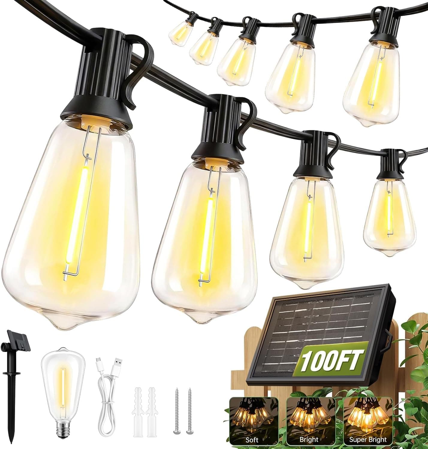 SKOIUC 100FT Solar String Lights